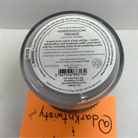 BNWT 1 Bath & Bodyworks Marshmallow Fireside 14.5 oz 3 wick Candle Price Firm - Picture 4 of 5